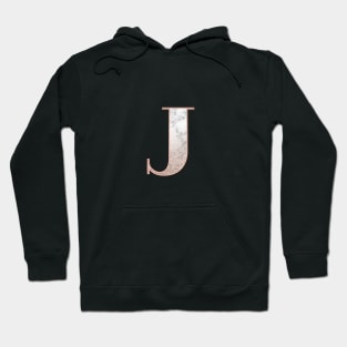 Monogram rose gold glitter marble J Hoodie